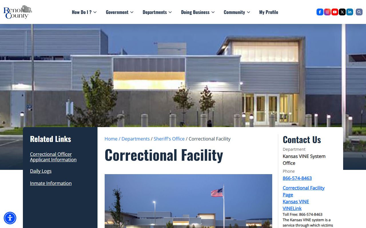 Reno County inmate population and correctional facility information