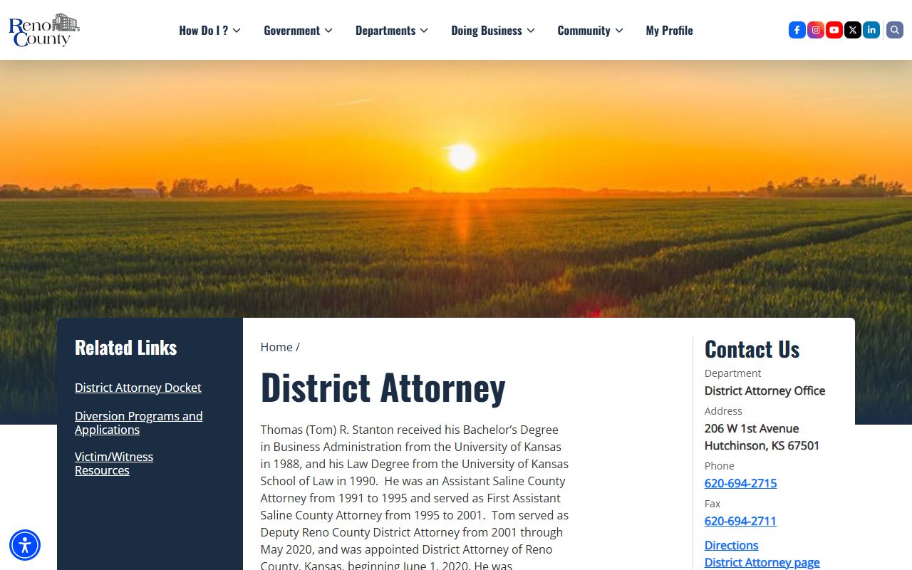 Reno County court records after jail arrest District Attorney page