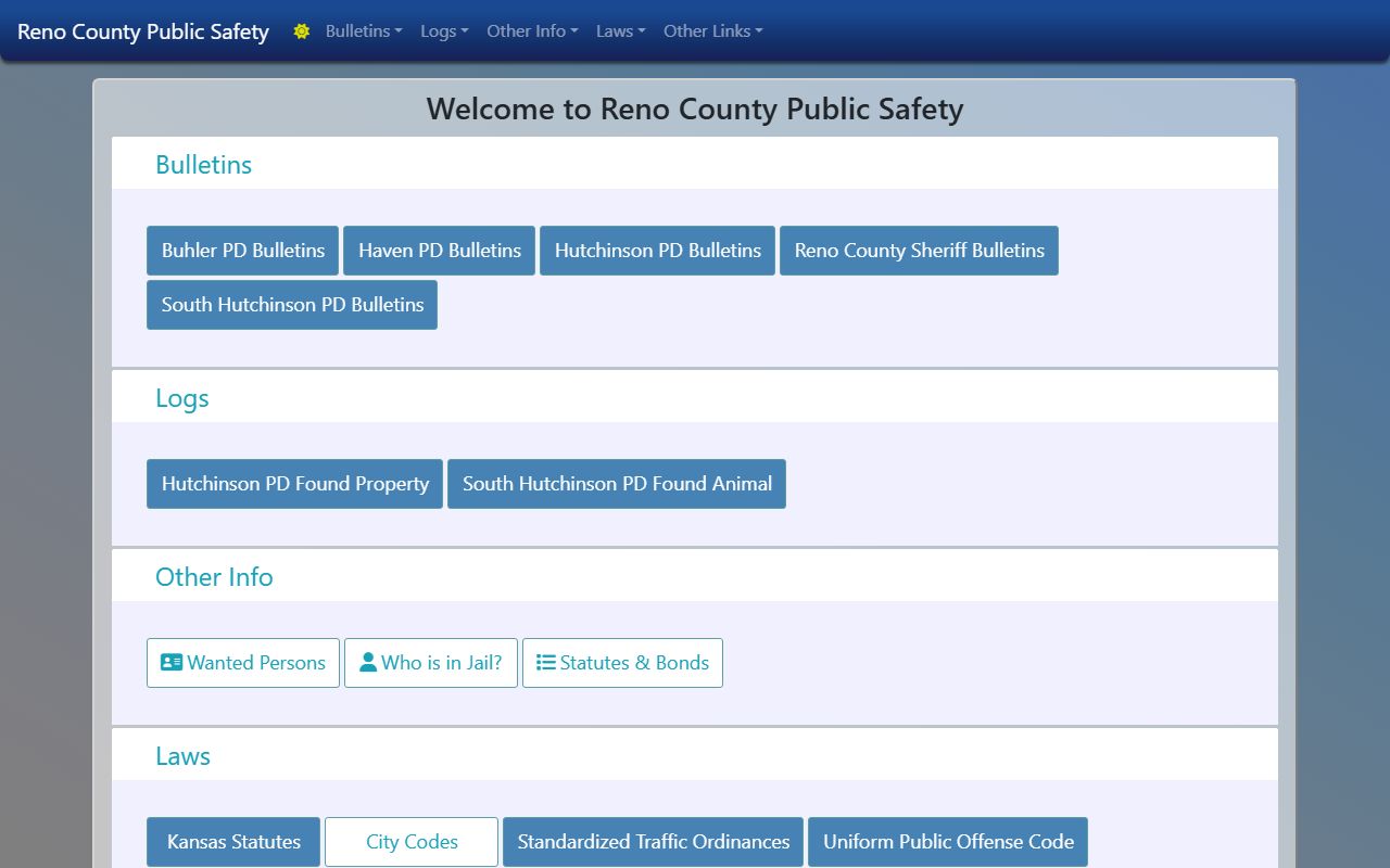 Reno County inmate search public safety portal